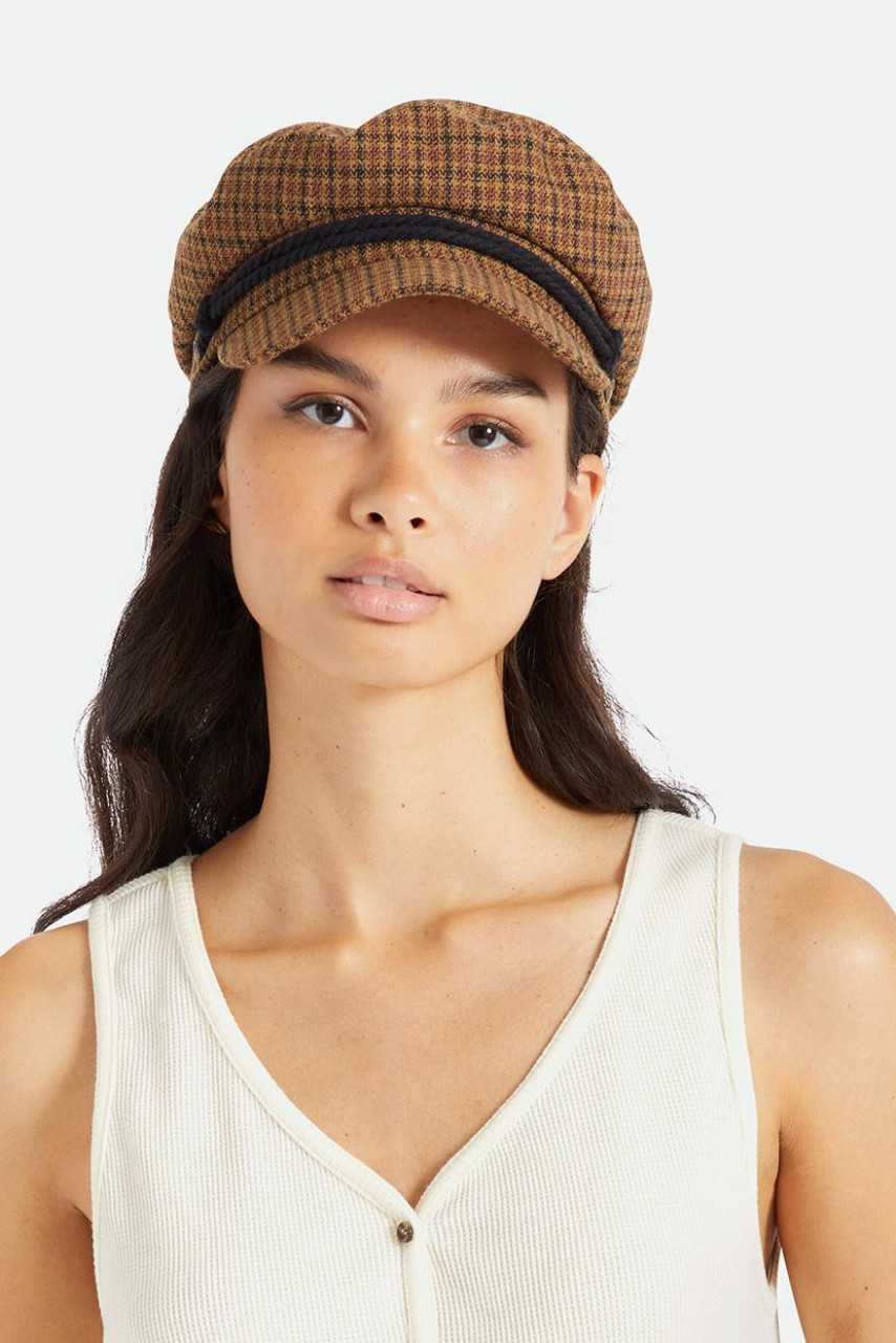 Brixton Fiddler Cap Elbsegler Caramel Black Kariert Beige Hellbraun Schwarz