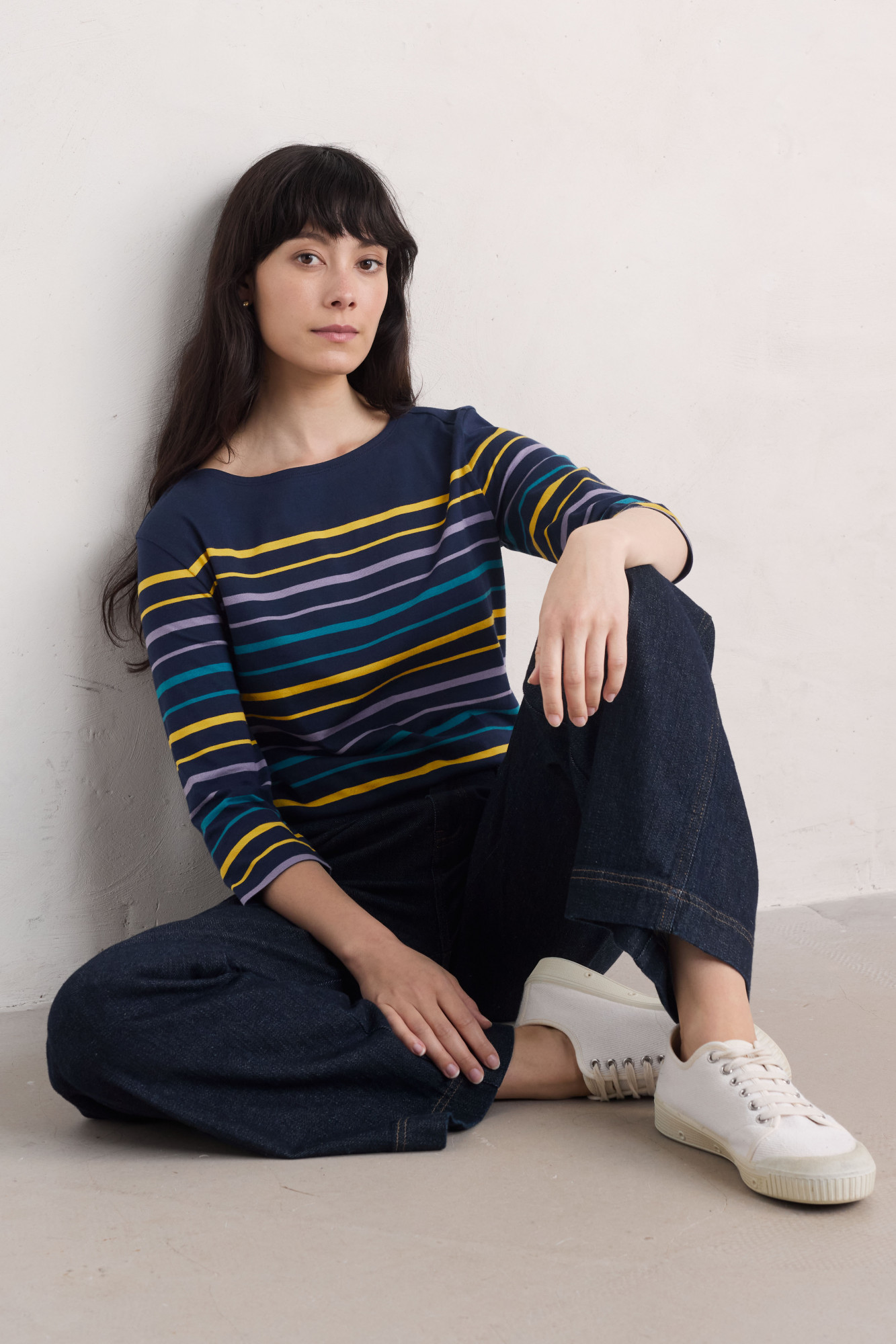 Seasalt Streifenshirt Sailor Top Damen Blau Gelb GOTS Organic
