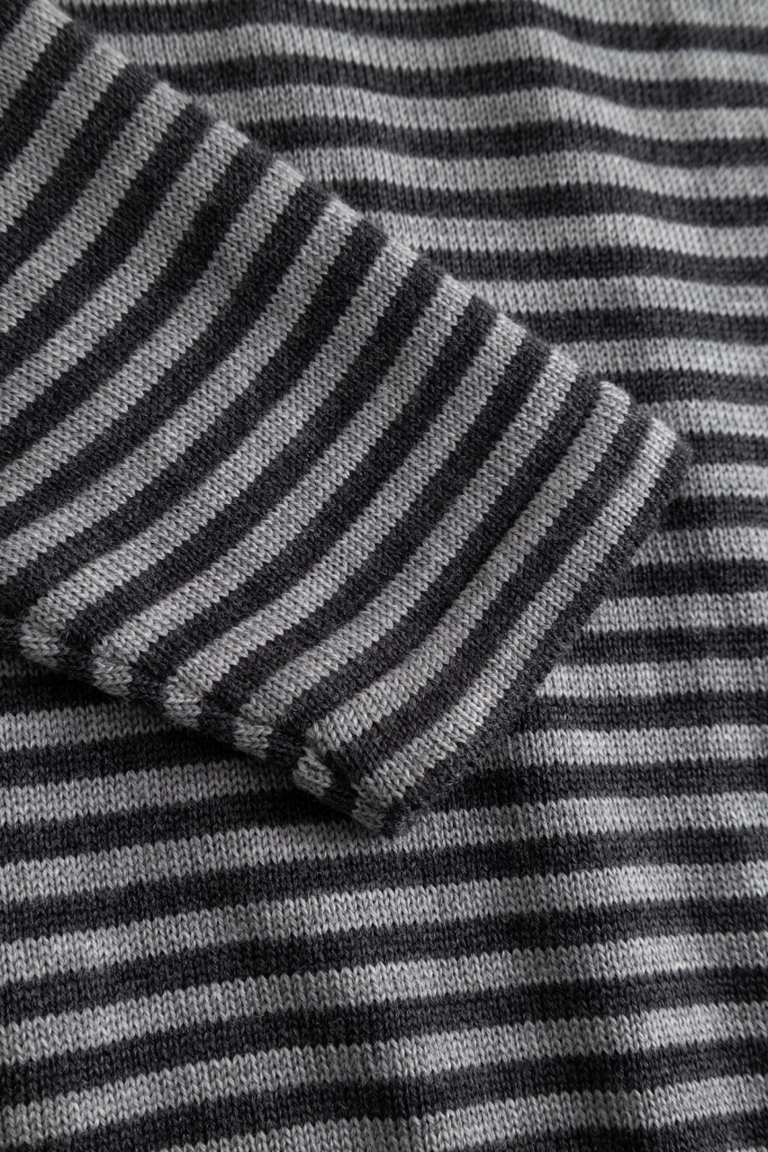 Hanseheld Herren Strickpullover Merino Anthrazit Grau Gestreift