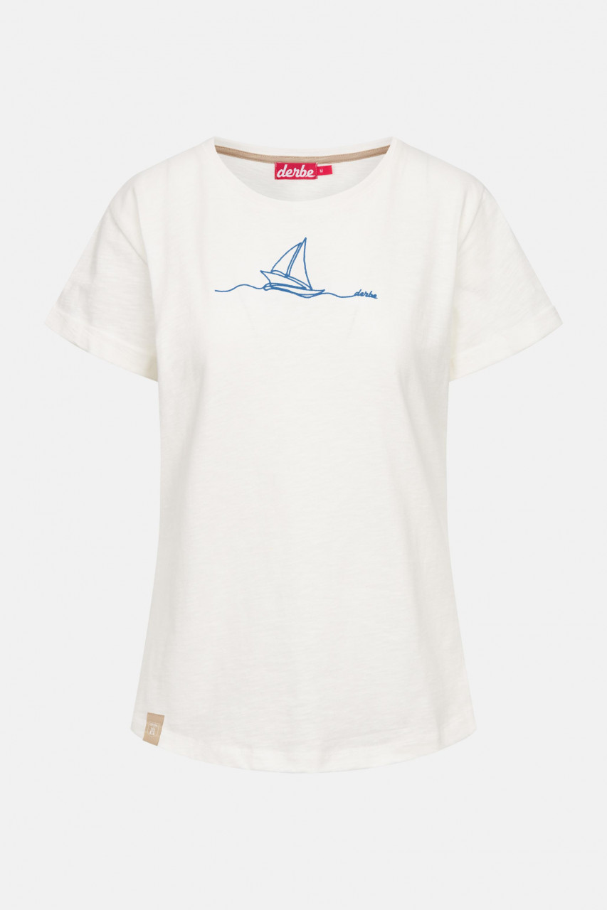 Derbe T-Shirt Segelboot Damen Weiß