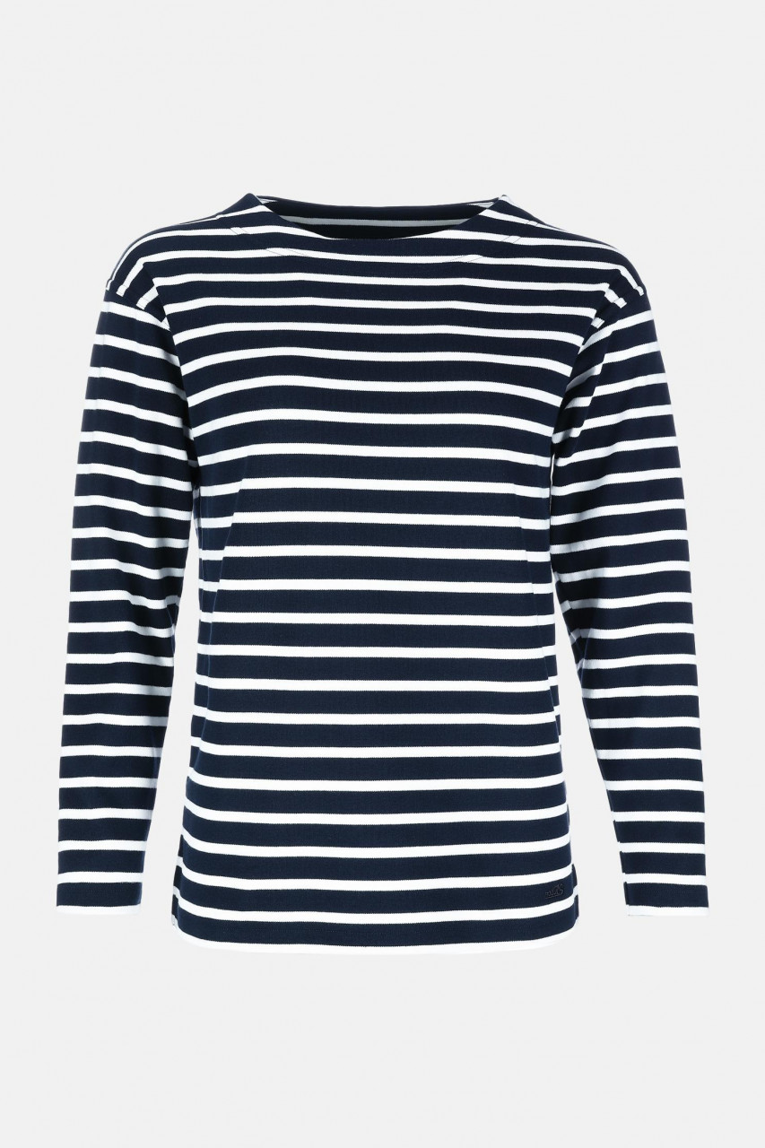 Bretonisches Fischerhemd Damen Langarm - Streifenshirt - blau/weissgestreift