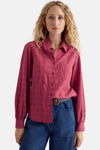 Seasalt Bluse Isla Shirt Damen Rosa Rot Karo Hemd