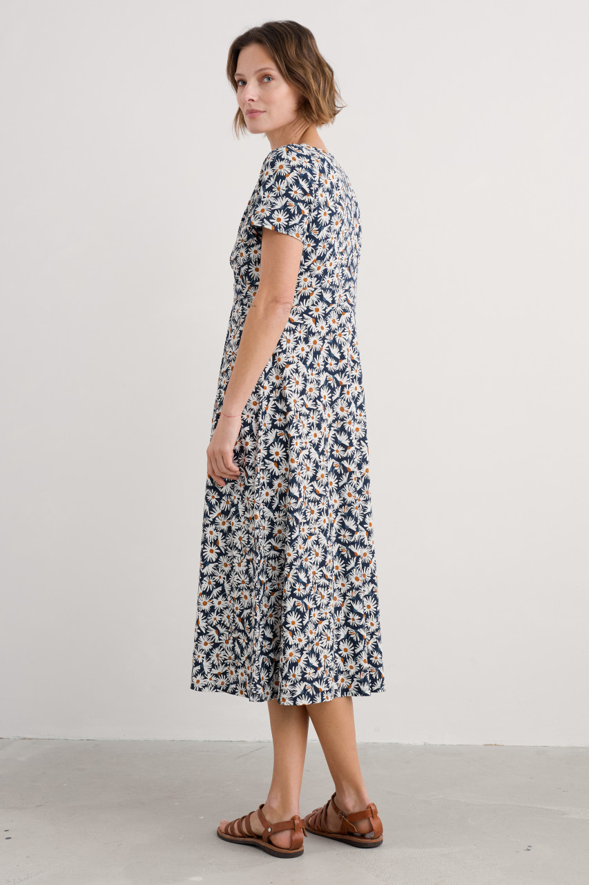 Seasalt Kleid Chapelle Damen Blau Blumen Daisy Margerite GOTS Organic