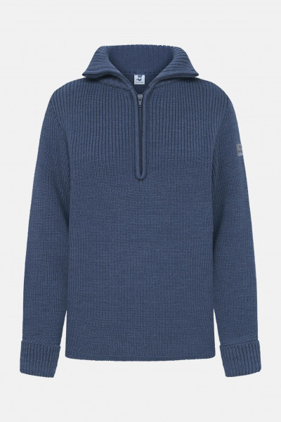Damen Troyer Merino Jeans Blau GOTS