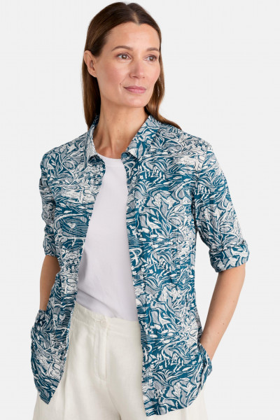 Seasalt Cornwall Bluse Larissa Damen Petrol Blumen Vögel