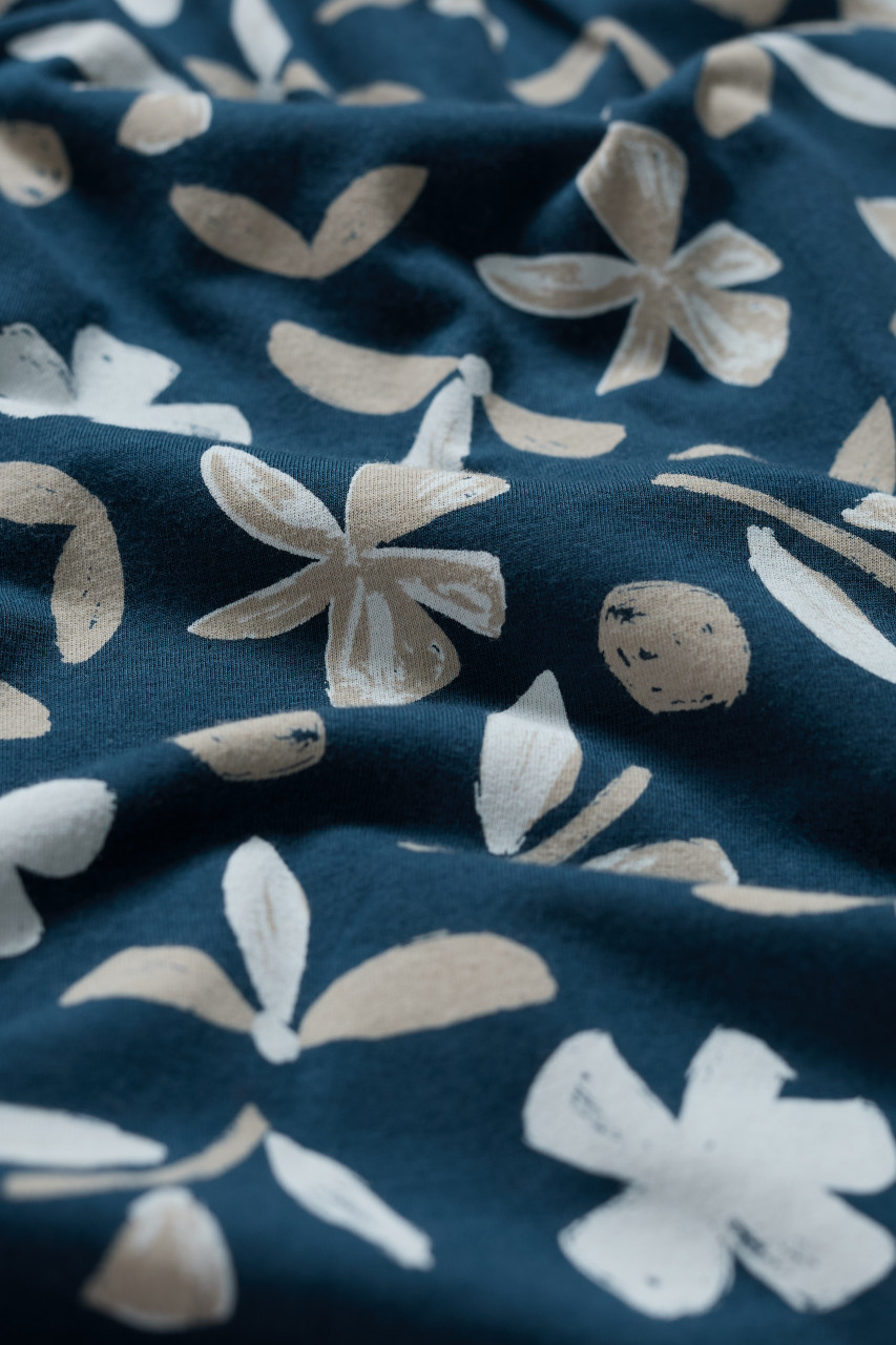 Seasalt Cornwall Kleid April Dress Organic Damen Petrol Beige Blätter und Blüten
