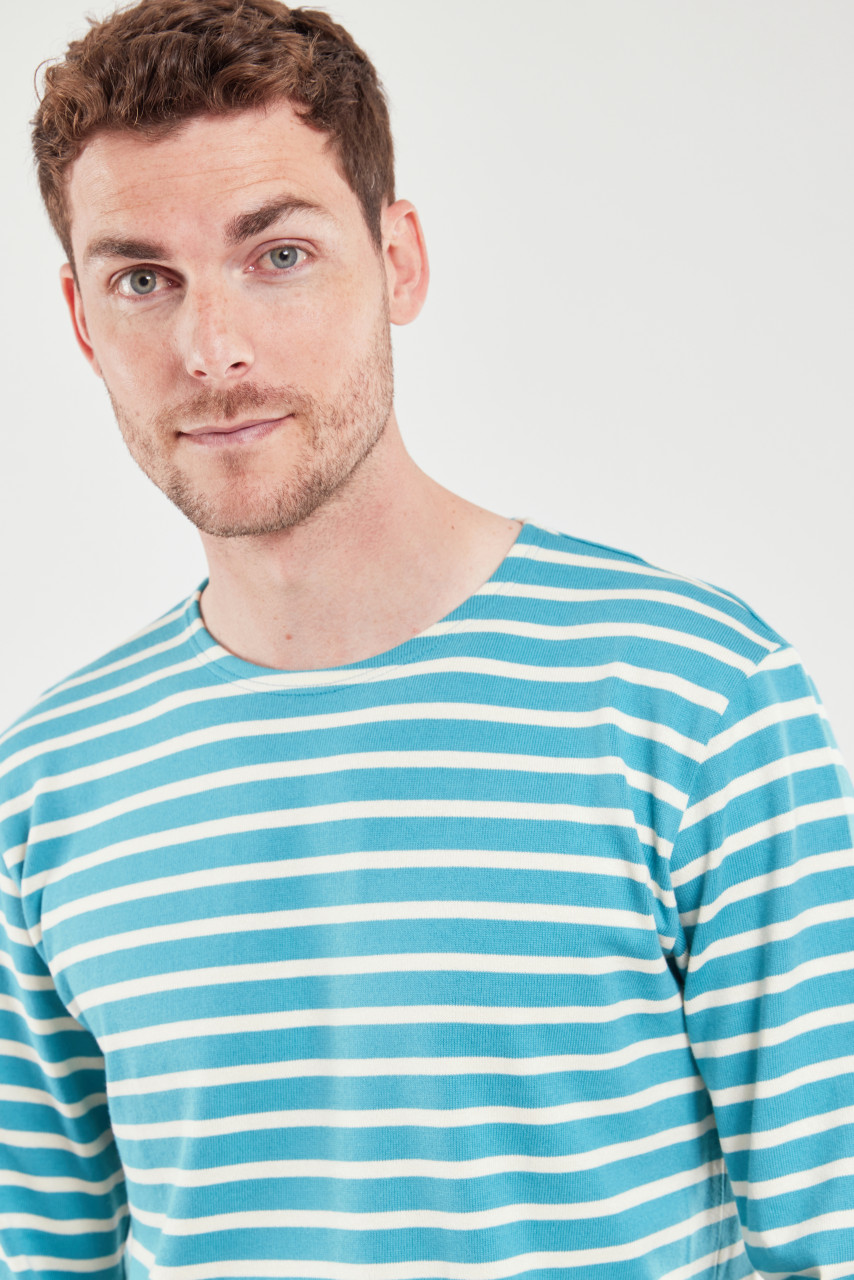 Armor Lux Streifenshirt Herren Hellblau Beige Gestreift Mariniere Heritage GOTS Organic