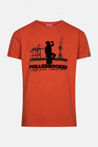kk Derbe Pollerhocken Herren T-Shirt Burnt Ochre Rostrot Derbe Pollerhocken Herren T-Shirt Burnt Ochre Rostrot