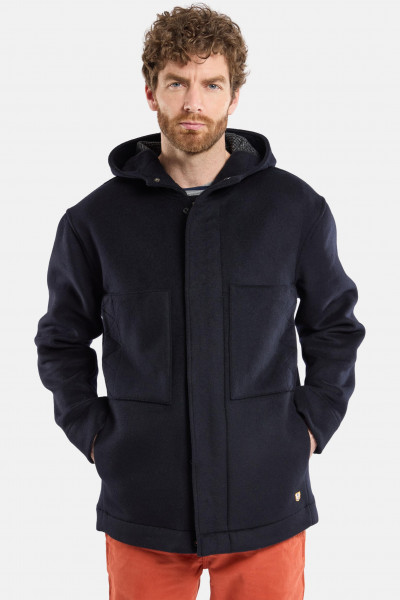 Armor Lux Kabig Herren Jacke Marine Rich Navy Kurzmantel Wollmix