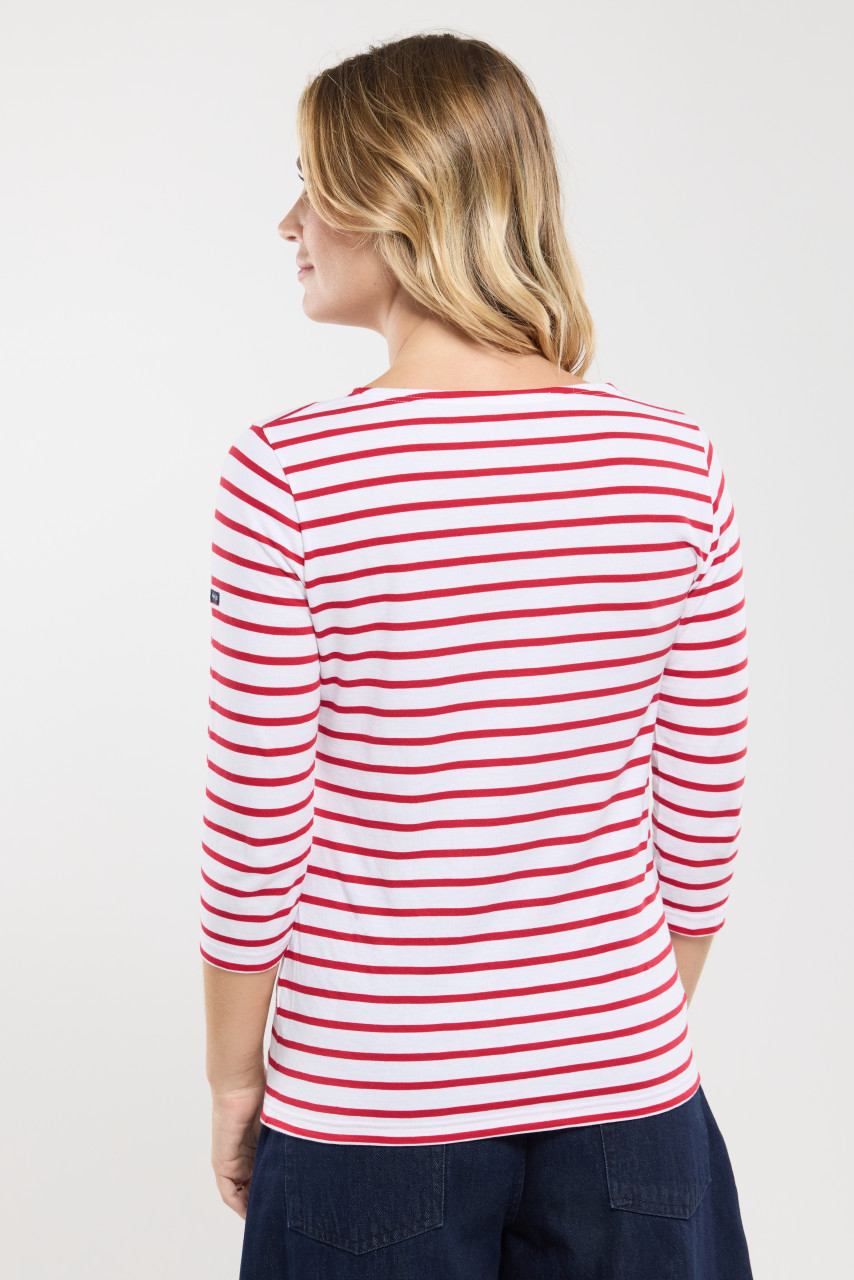 Armor Lux Streifenshirt 3/4-Arm Damen Weiß Rot Mariniere Gestreift