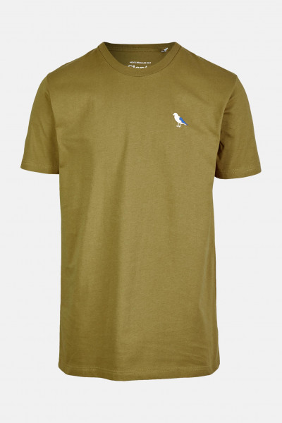 Cleptomanicx Herren T-Shirt Embro Gull Oliv Möwe Stick Baumwolle Nachhaltig