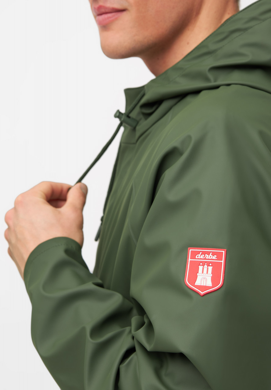 Detailansicht von Regenjacke Passby Plain Grün für Herren von derbe - Seite