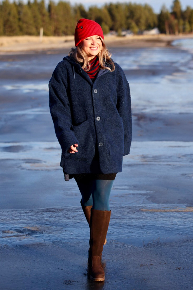 Danefae Fleecejacke Danewillow Damen Dunkelblau Teddy Kapuze