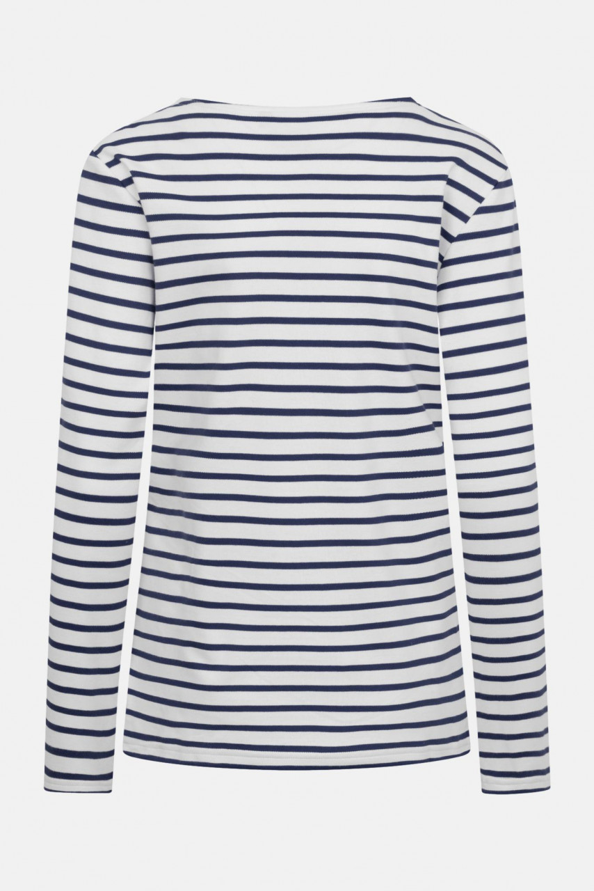 Produktbild von einem natur marine gestreiften Streifenshirt - Rückansicht
