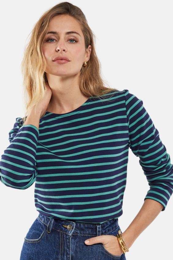 Armor Lux Streifenshirt Lesconil Dunkelblau Türkis Gestreift Damen Mariniere