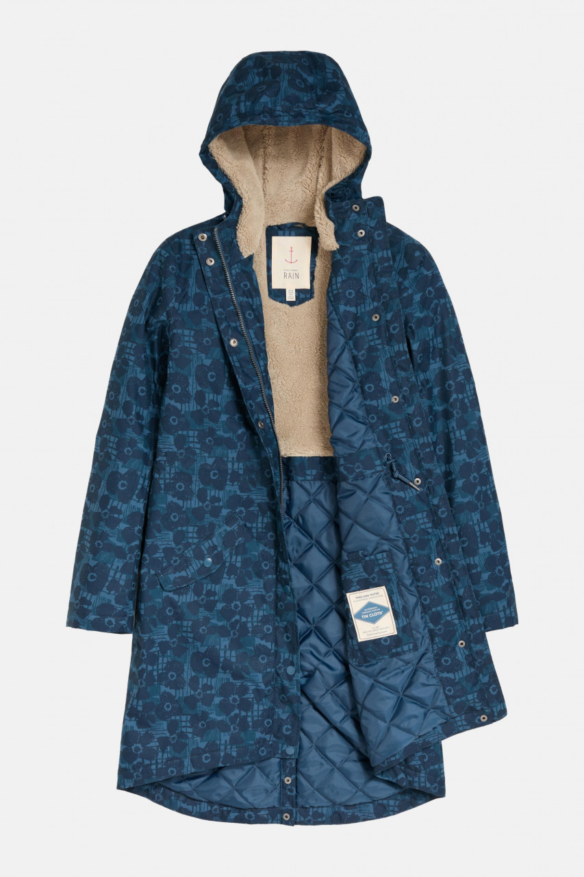 Seasalt Cornwall Regenjacke Plant Hunter Damen Blau Blumen Winterjacke