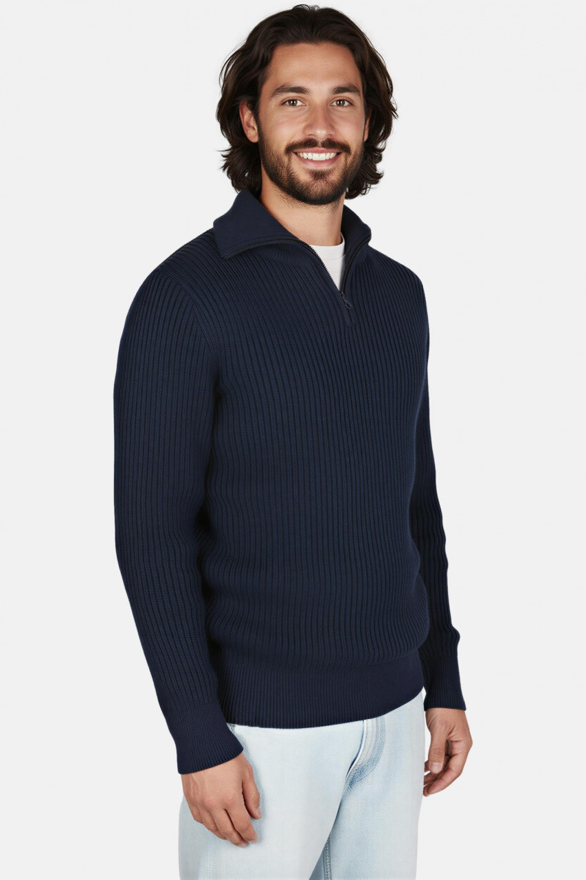 Hanseheld Troyer Baumwolle Blau GOTS Herren Troyer-Pullover Bio