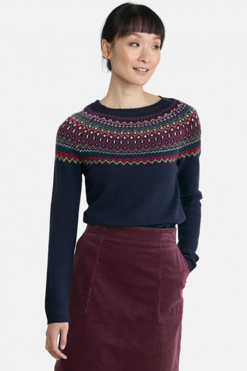 Seasalt Cornwall Pullover Seas Edge Jumper Damen Dunkelblau Fair Isle