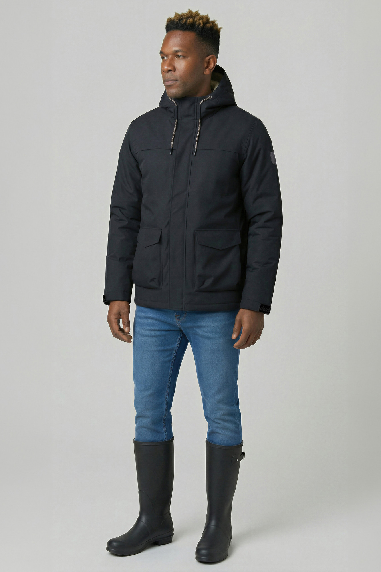 Derbe Winter Regenjacke Phoebholm Dog Herren Schwarz Warm Gefüttert