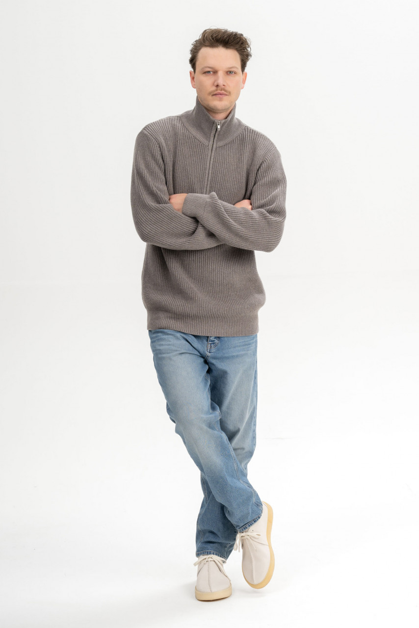 MELA Troyer UDAI Herren Pullover Braun Meliert Baumwolle GOTS Organic