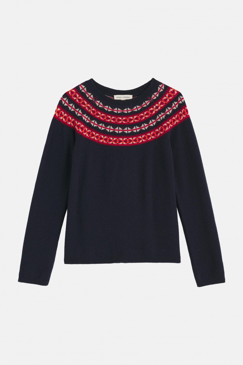 Seasalt Cornwall Pullover Seas Edge Damen Blau Rot Fairisle