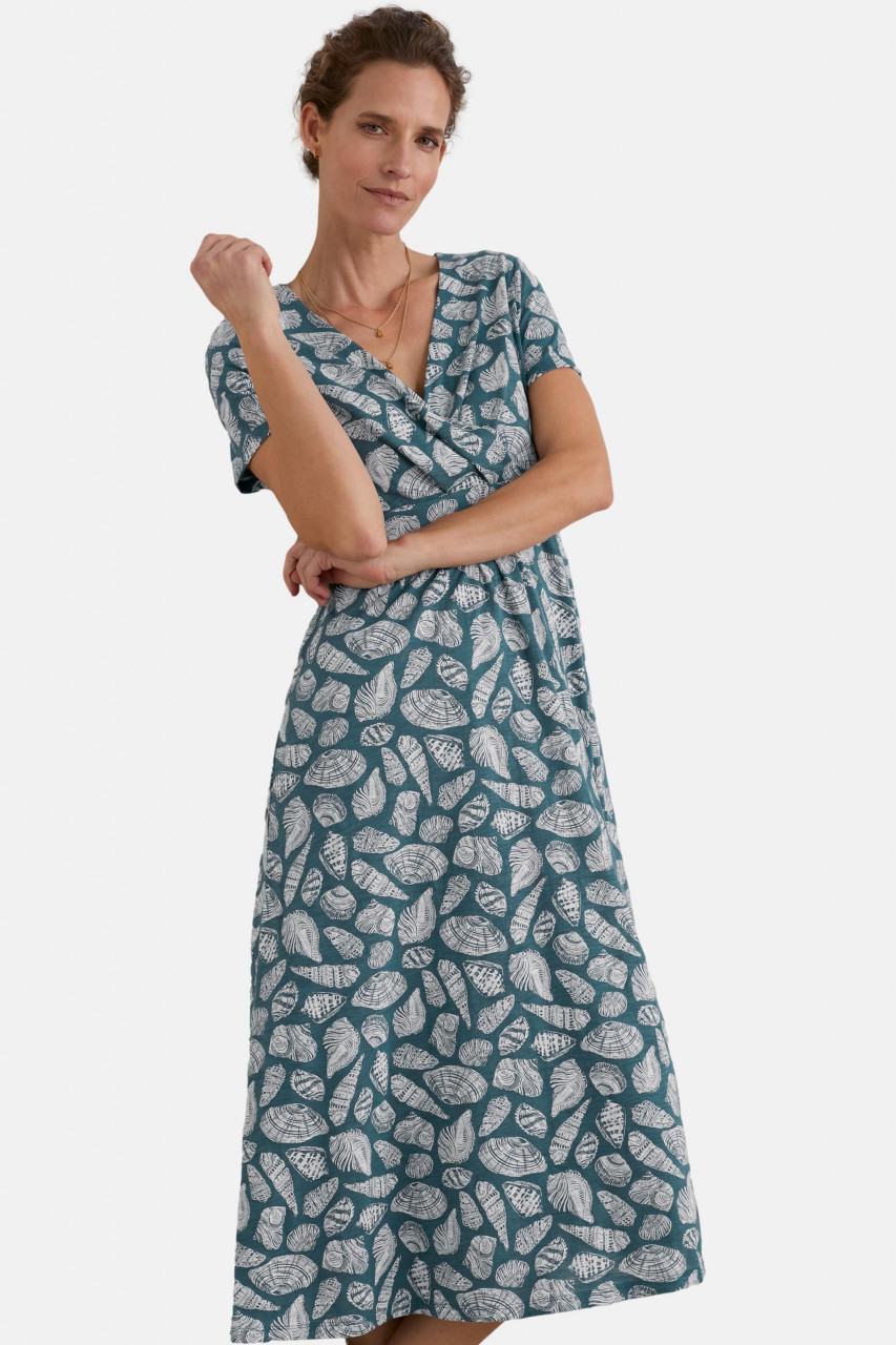 Seasalt Cornwall Kleid Chapelle Damen Petrol Muscheln Blau GOTS Organic