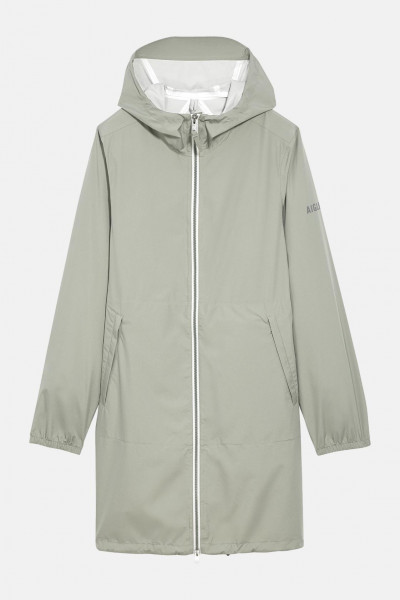 Aigle Regenjacke Hellgrün Grau Langer Parka Packbar Taupe