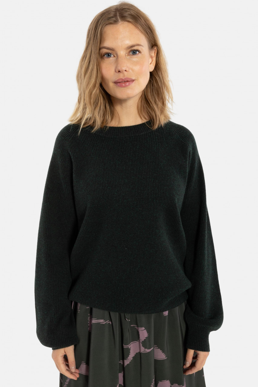 Danefae Strickpullover Danerelation Damen Dunkelgrün Chunky Rippstrick