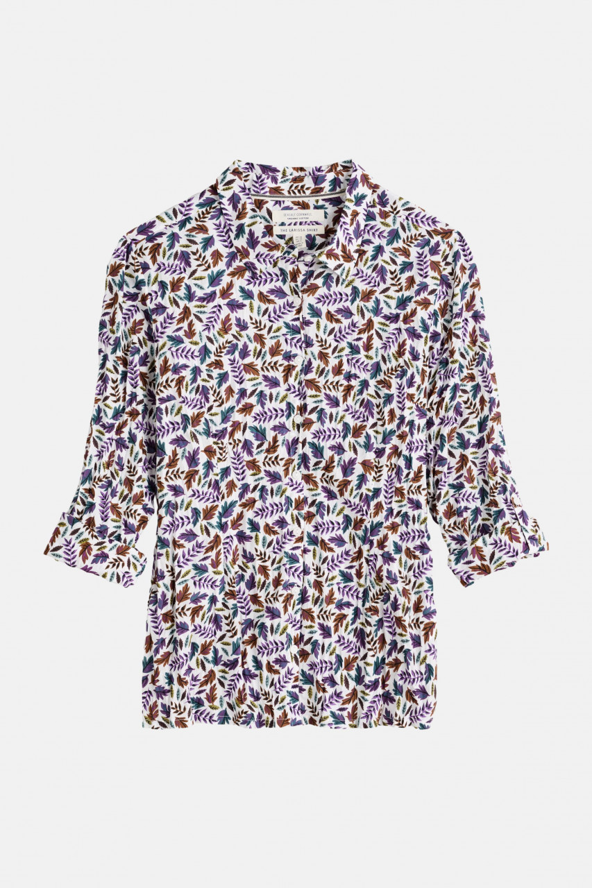 Seasalt Cornwall Bluse Larissa Damen Weiß Grün Lila Blätter Herbst