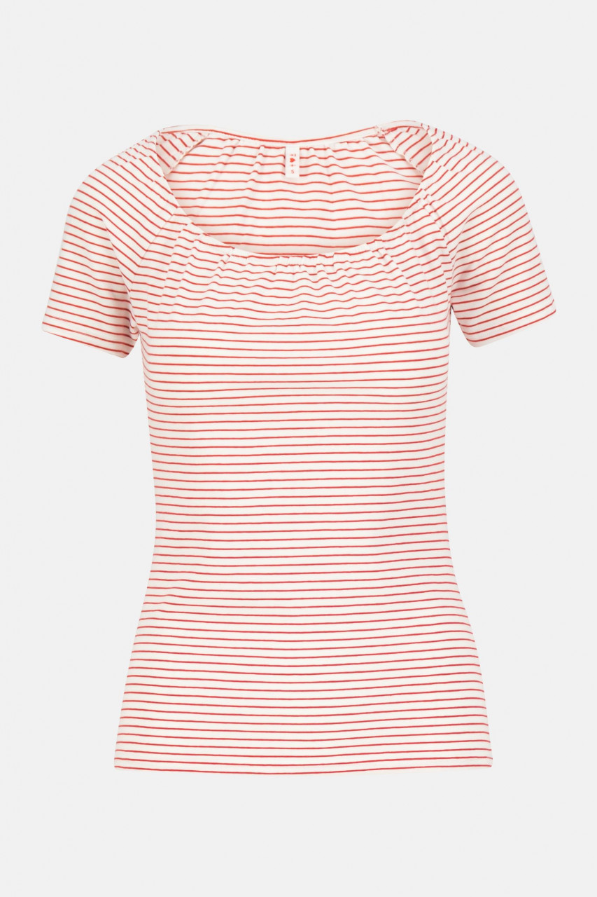 Blutsgeschwister Vintage Heart Damen T-Shirt Picknick Stripes Rot Weiß