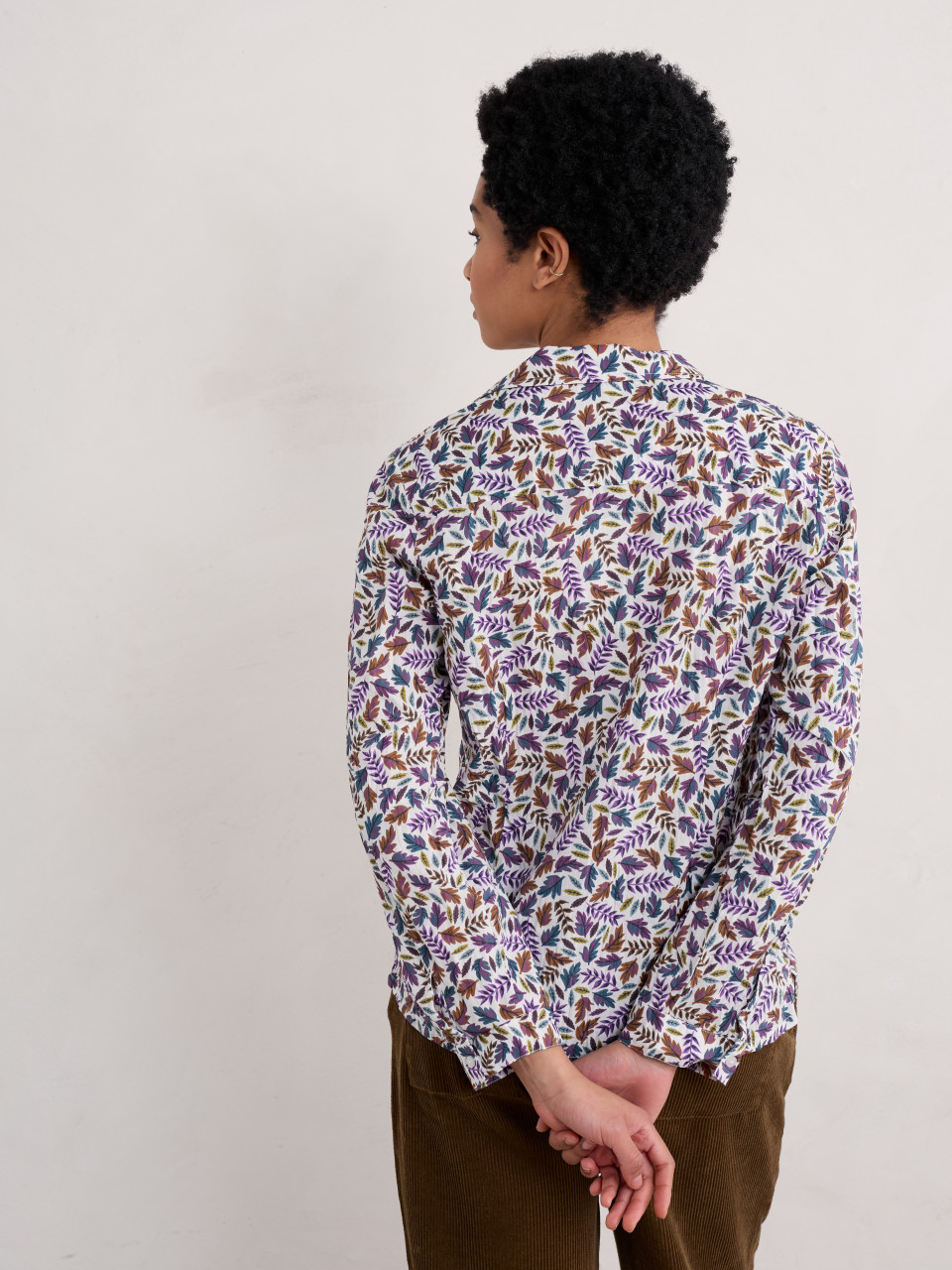 Seasalt Cornwall Bluse Larissa Damen Weiß Grün Lila Blätter Herbst