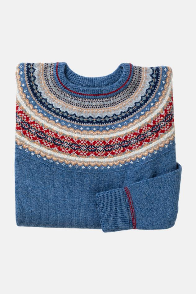 ERIBÉ Alpine Breeze Damen Blau Rot Pullover Fairisle