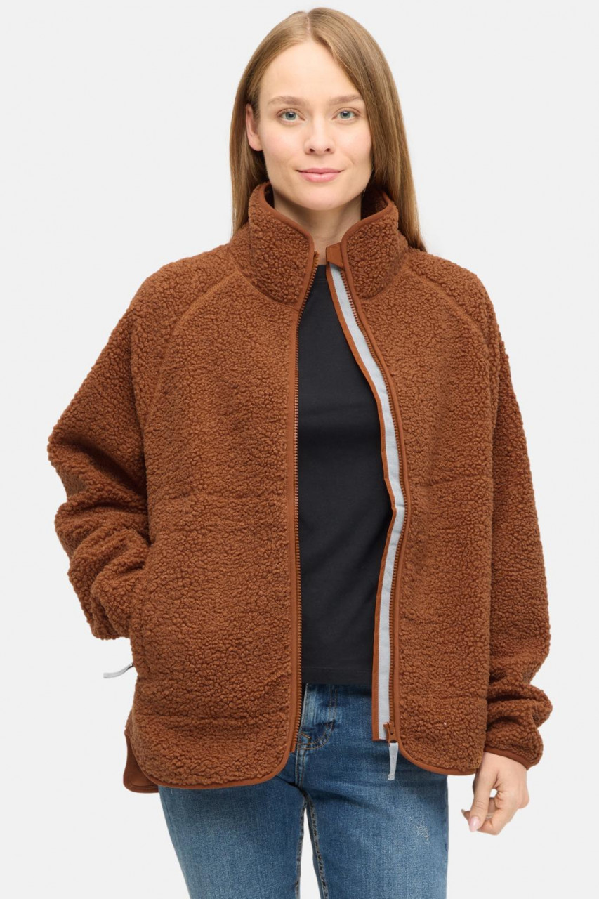 Derbe Damen Fleecejacke Kuschelby Braun Karamell Teddy