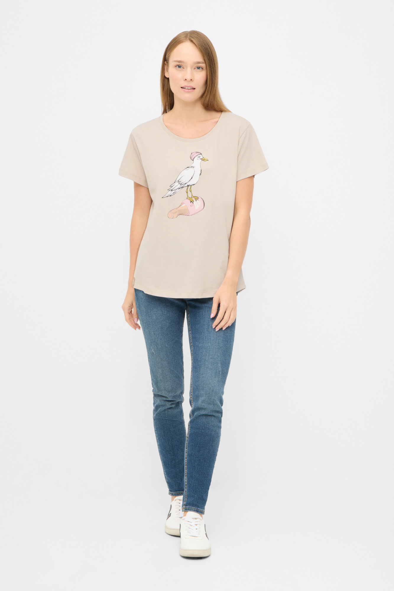 Derbe T-Shirt Sturmmöwin Damen Beige GOTS Organic