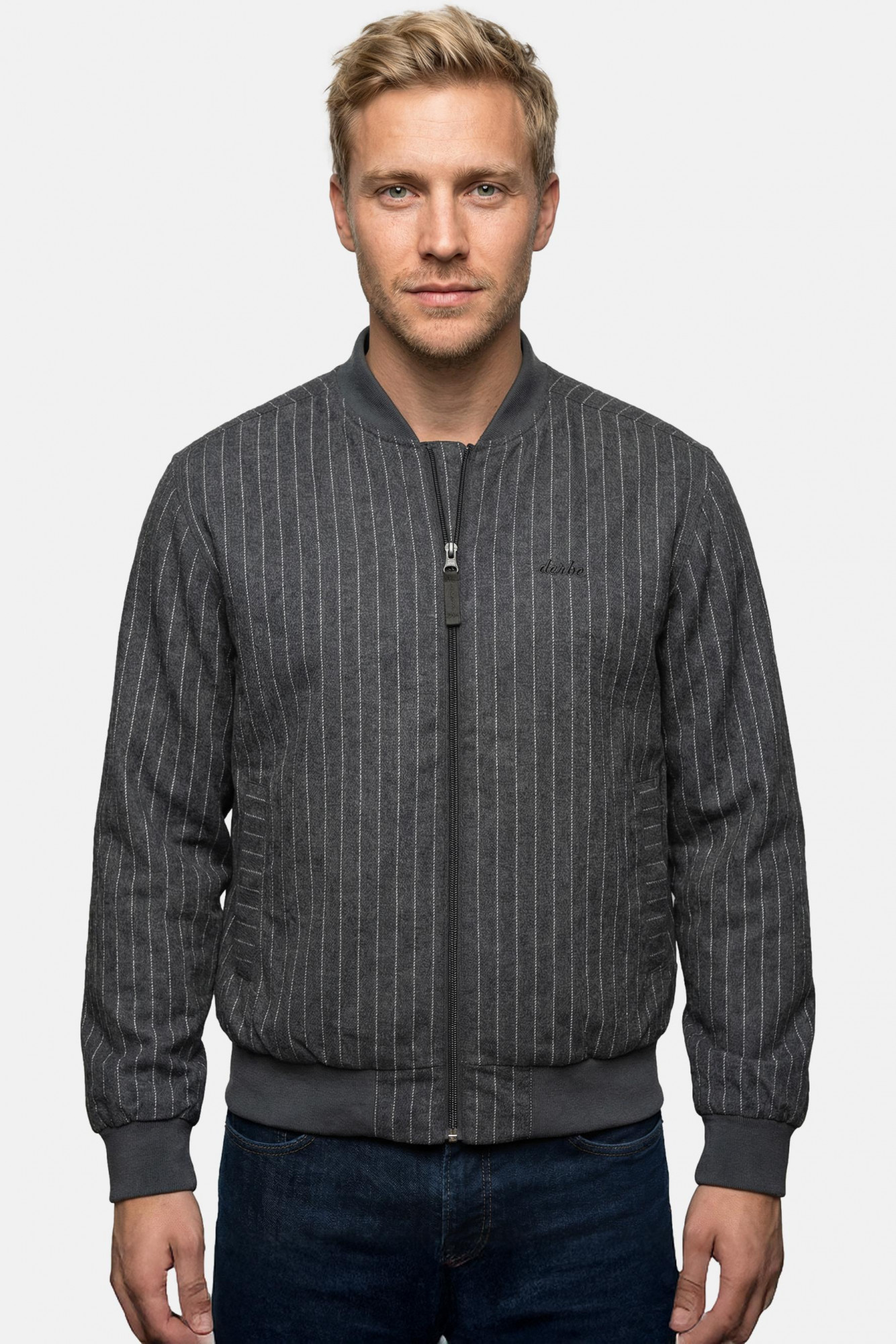 Derbe Übergangsjacke Blousby Pinstripe Herren Grau