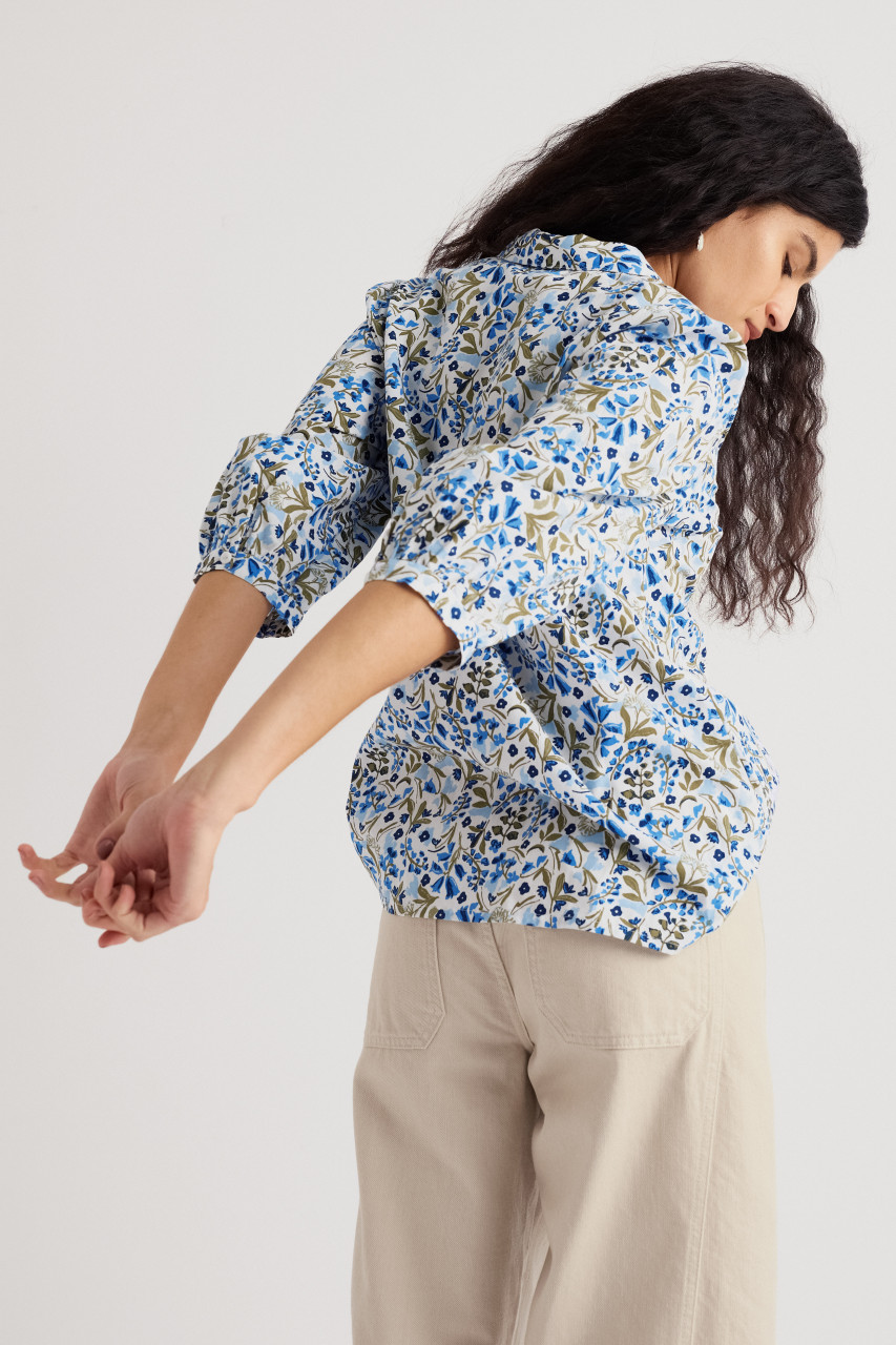 Seasalt Bluse Hope Damen Weiß Blau Grün Blumen Woodland