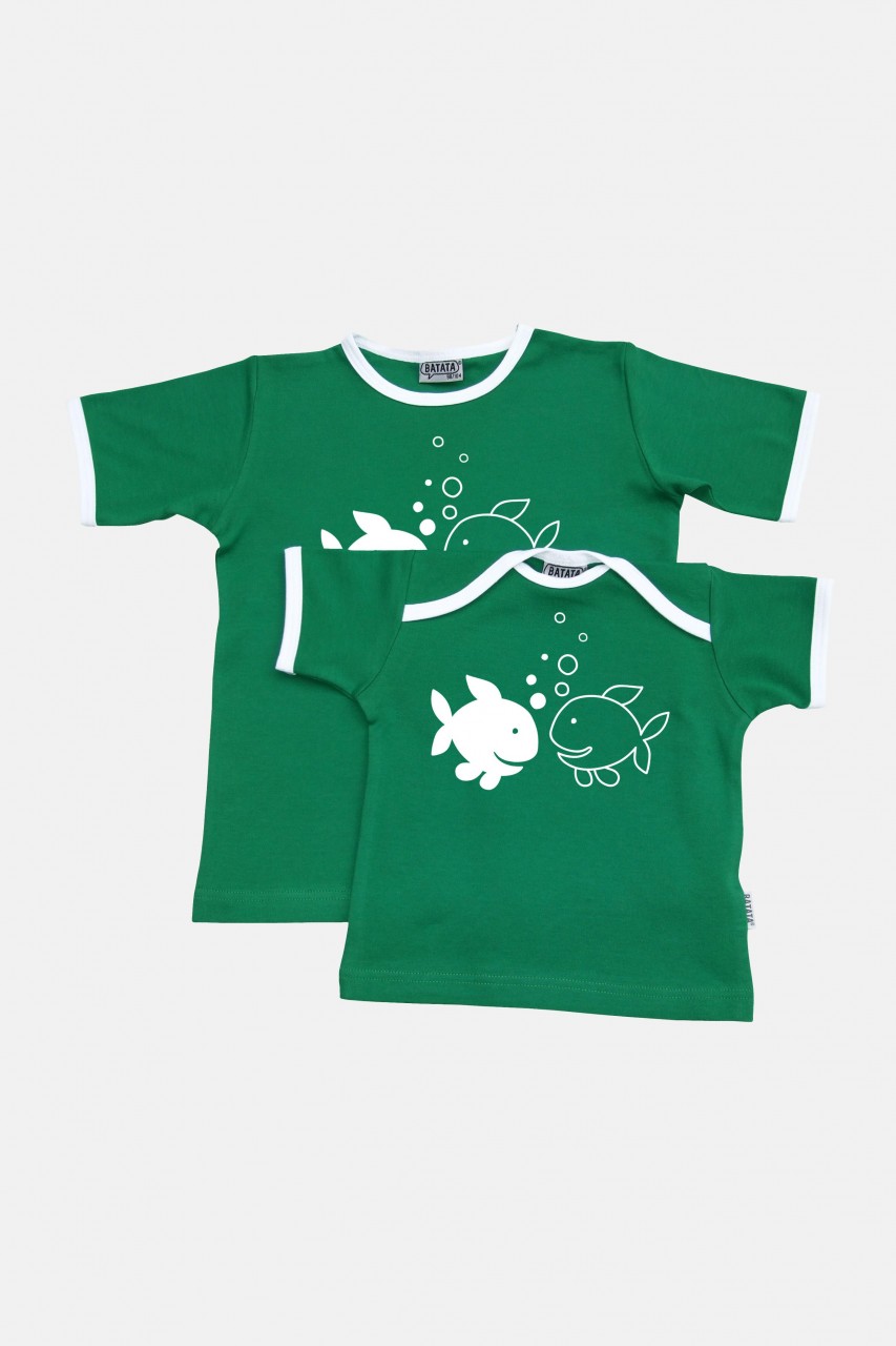 T-Shirts, Fische - Grün-Weiß