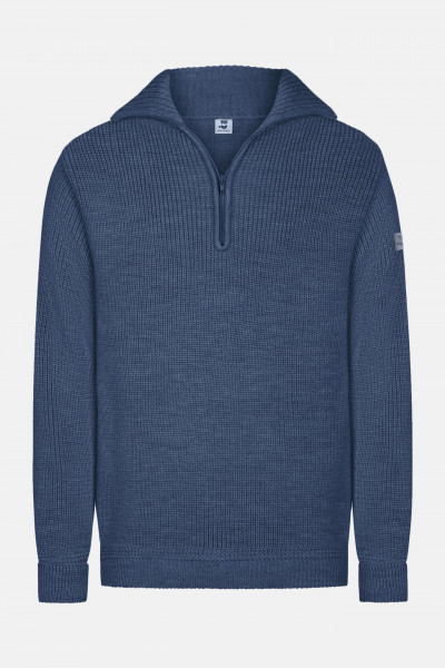 Troyer Hanseheld Merino Jeans Blau GOTS