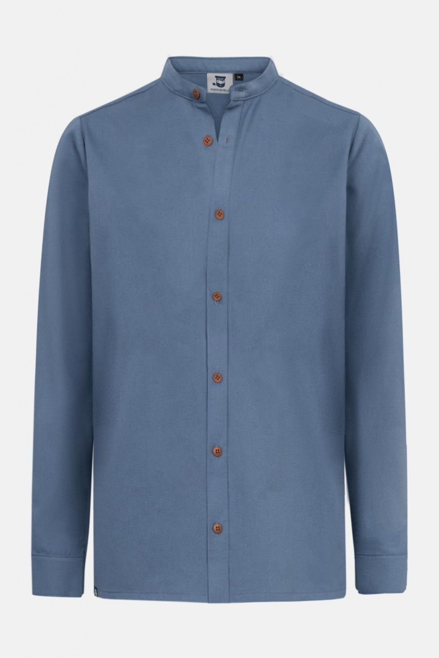 Stehkragen-Hemd  Jeans-Blau für Herren von Hanseheld