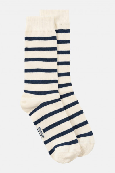 Socken Chaussettes Rayées Beige Dunkelblau Gestreift für Unisex von Armor Lux