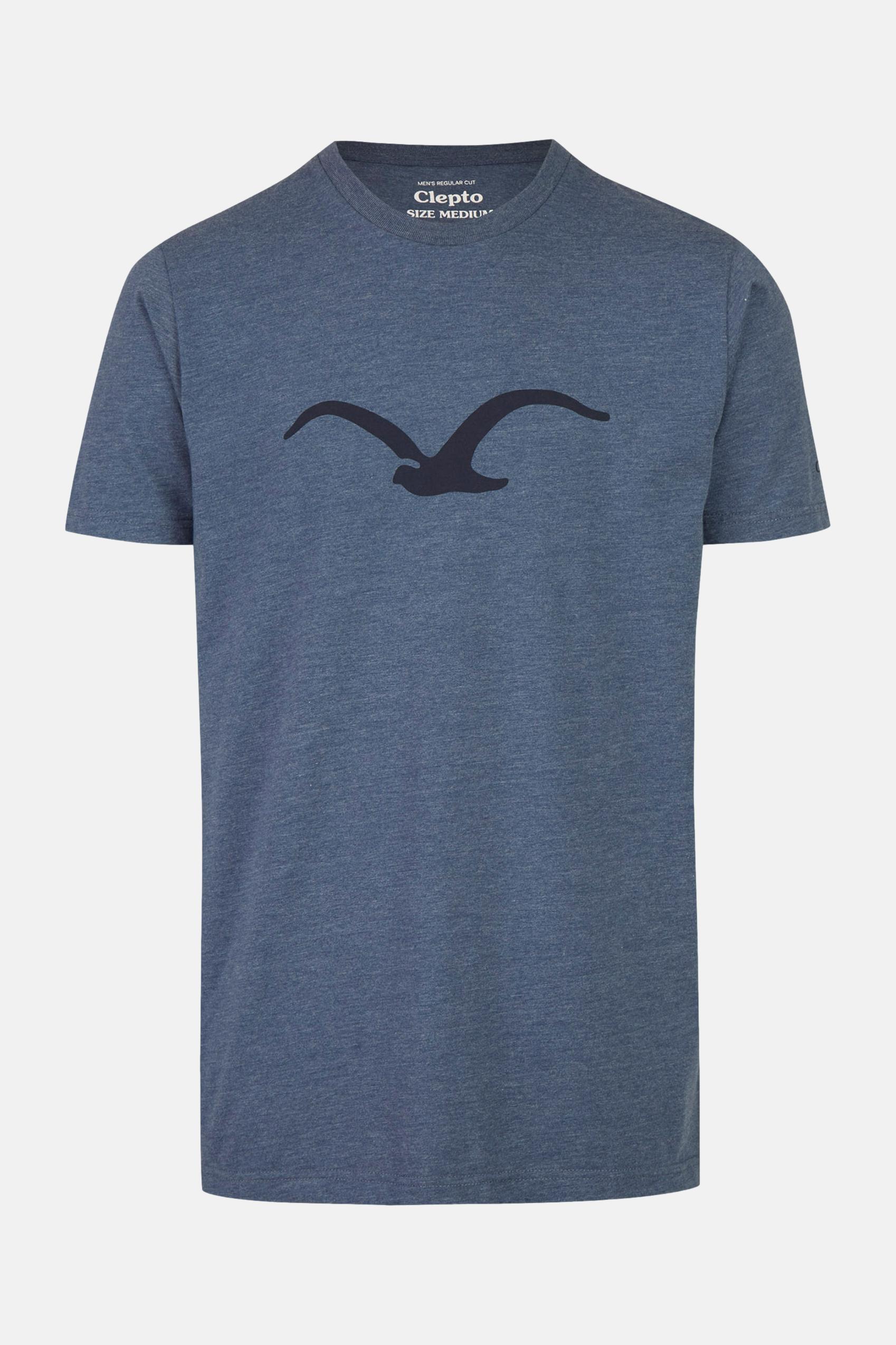 Cleptomanicx Herren T-Shirt Möwe Heather Blue Blau Meliert 
