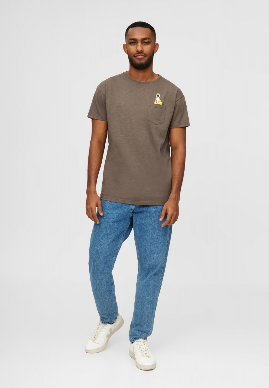 Derbe T-Shirt Schreimöwe Pocket Herren Braun GOTS Organic