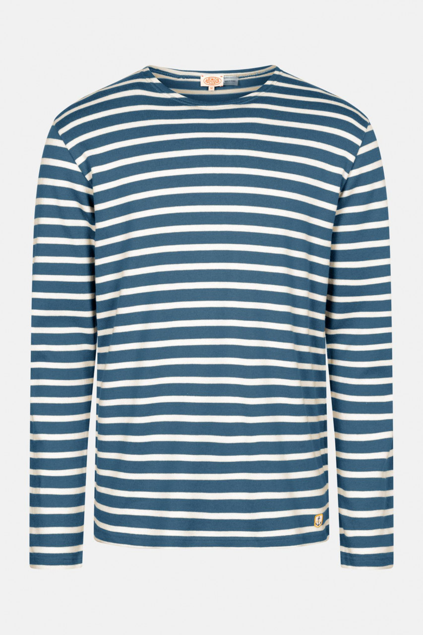 Armor Lux GOTS Streifenshirt Mariniere Blau Türkis Natur Gestreift Libeccio Herren Heritage