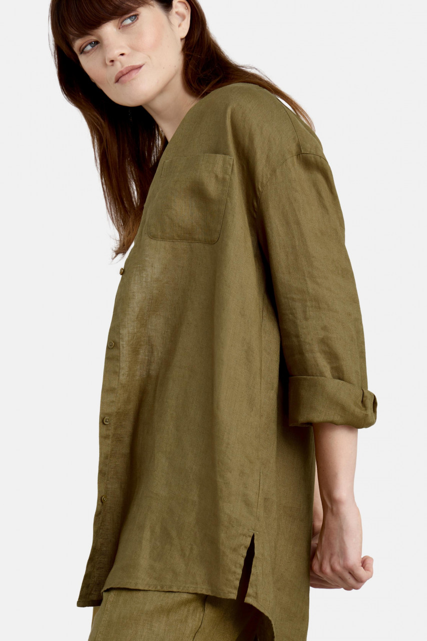 Seasalt Cornwall Beach Road Damen Bluse Oliv Grün Leinen