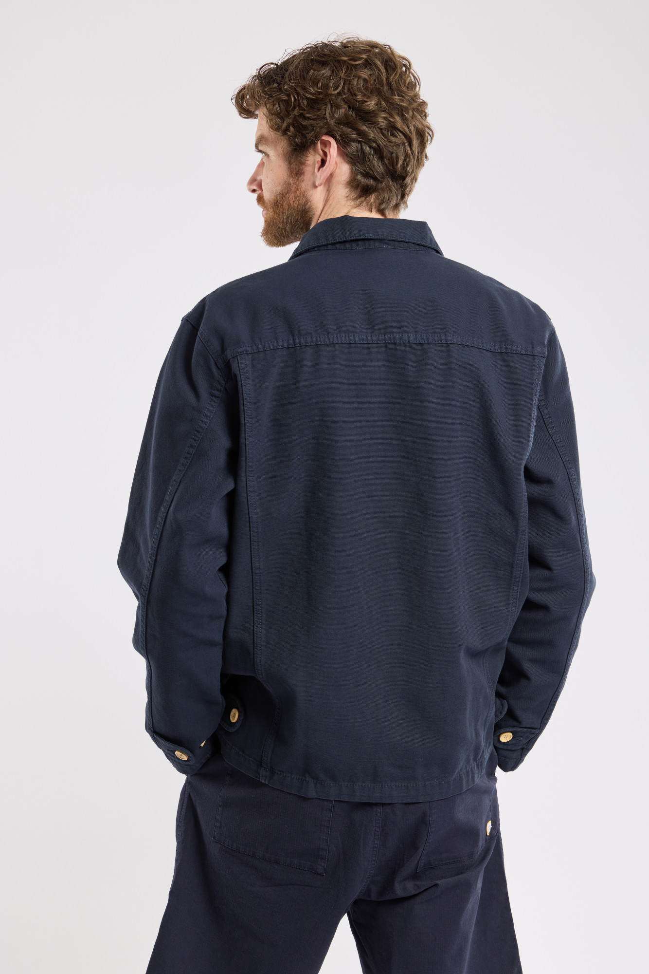 Armor Lux Übergangsjacke Herren Blau Overshirt Fischerjacke Canvas Heritage