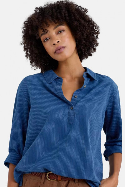 Seasalt Bluse St Keverne Damen Blau Jeanshemd Indigo Streifen
