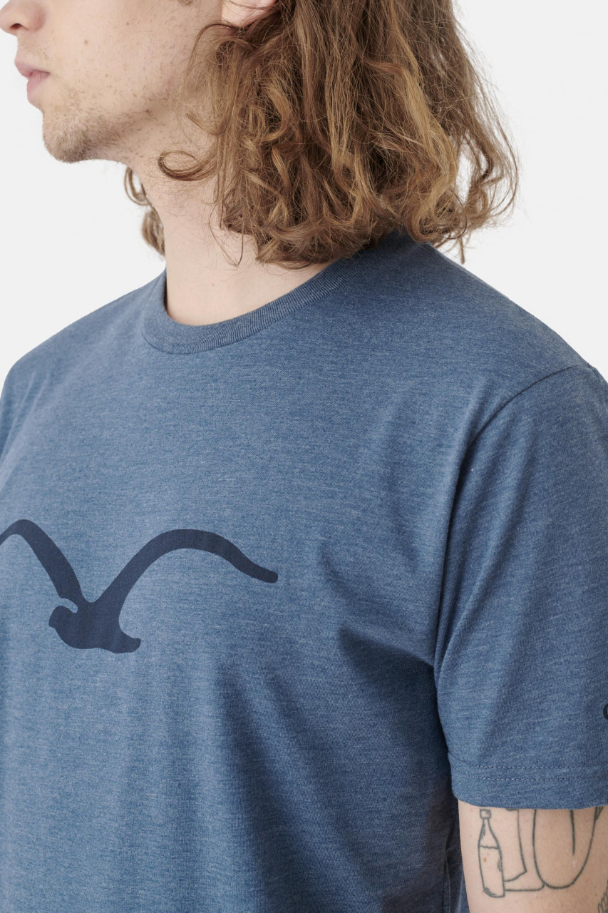 Cleptomanicx Herren T-Shirt Möwe Heather Blue Blau Meliert Baumwolle Nachhaltig