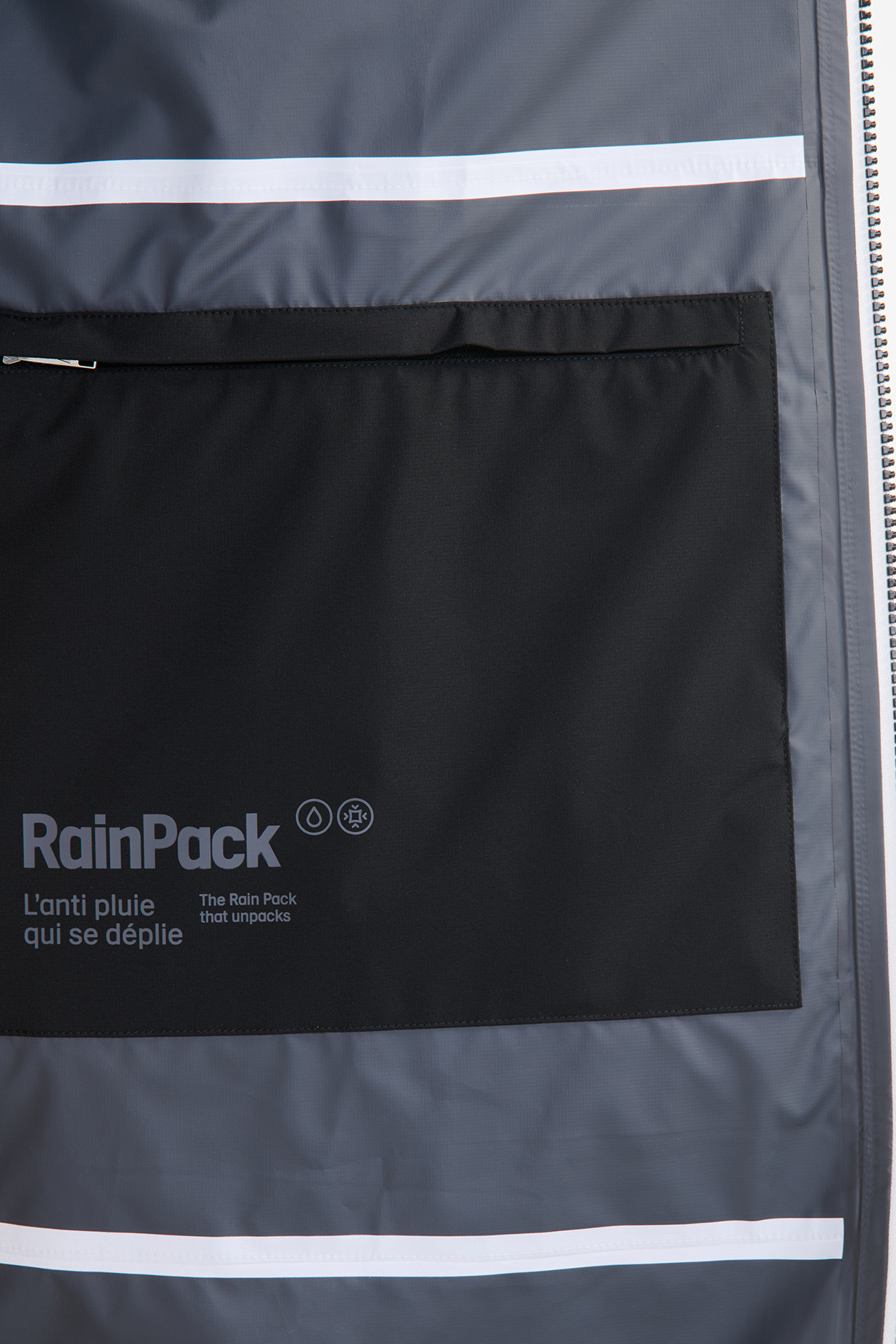 Aigle Regenjacke Schwarz Langer Parka Packbar