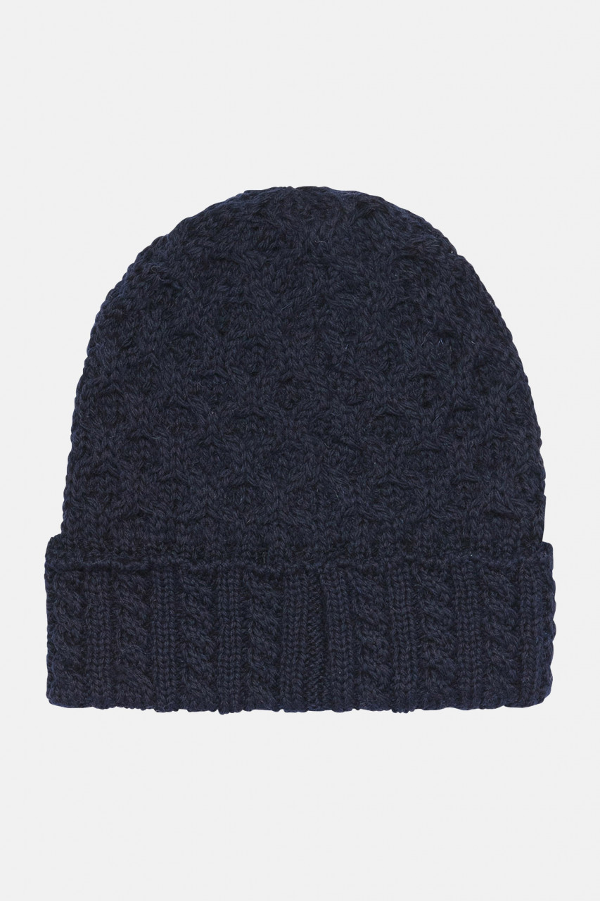 Aran Strickmütze  Navy Dunkelblau für Unisex von IrelandsEye