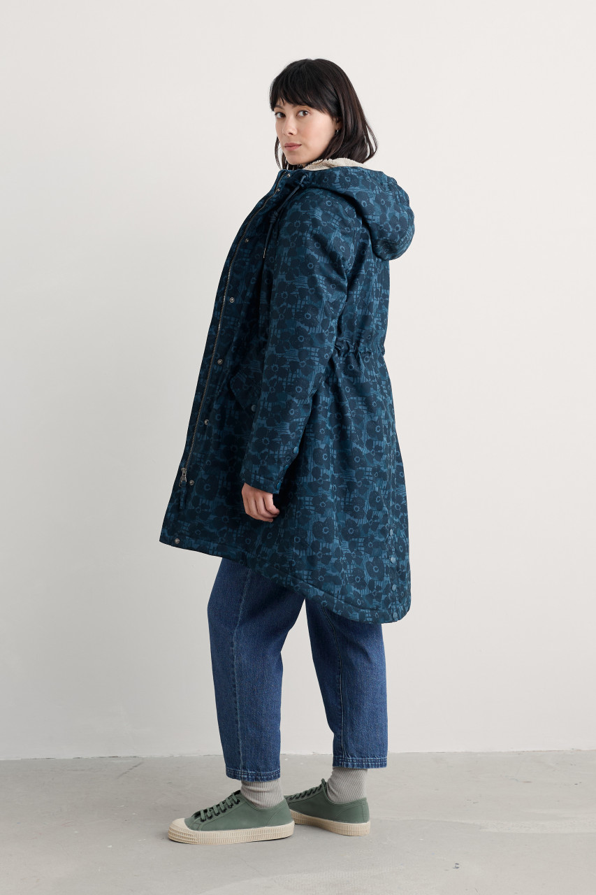 Seasalt Cornwall Regenjacke Plant Hunter Damen Blau Blumen Winterjacke